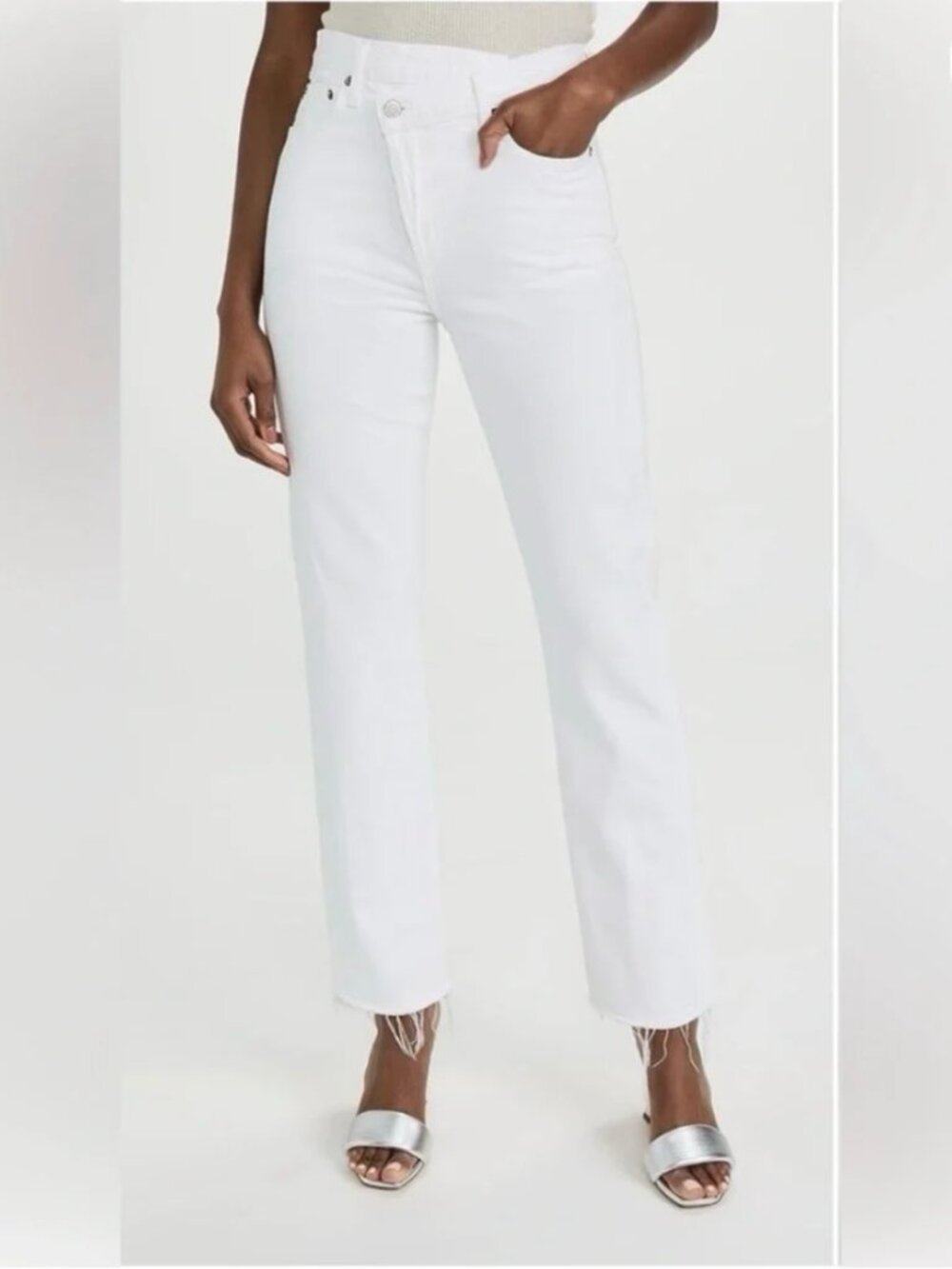 Agolde Criss Cross White Straight Leg High Rise Button Fly Jeans Women's size 29
